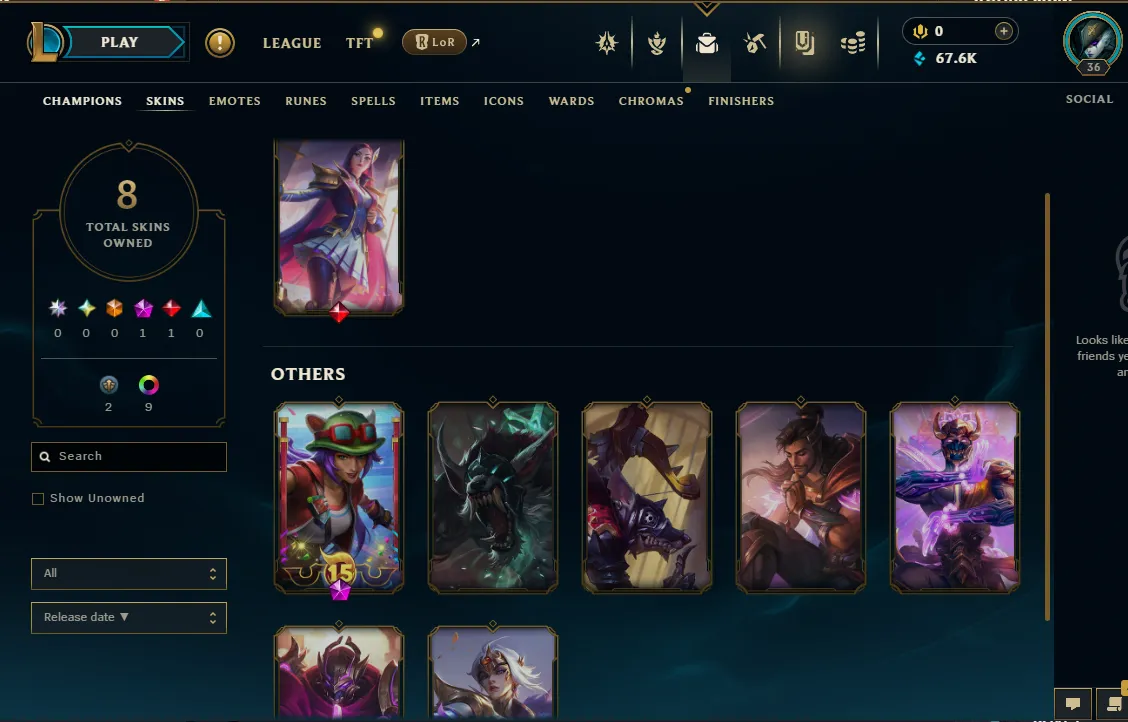 【 NA 】∙ Gold IV ⭐ 66% WR 💎 67K BE ⚡ +38 LP Gain 🎉 8 Skins ✅ Name Changeable ✅ Unverified Email 🚚 Instant Delivery